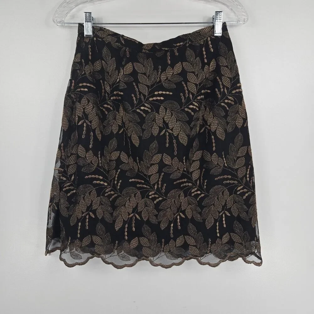 Bloomingdale's Vintage Women's Size 6 Black Copper Pencil Skirt‎